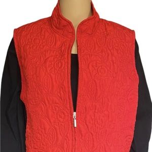 Jane Ashley Vest Size L Red  Quikted Look Zip Collar Ladies Christmas Gift